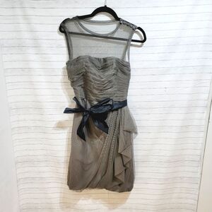 VERA WANG WHITE GRAY SHORT SLEEVE BUBBLE SKIRT MESH UPPER DRESS, SZ 6